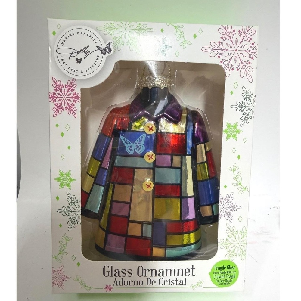 Dolly Parton Coat of Many Colors Glass Christmas Ornament A30268 Butterfly